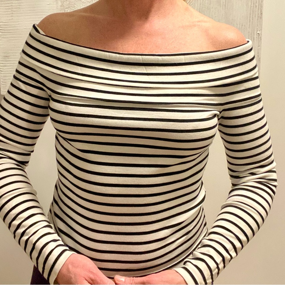 Derek Lam Striped Off-Shoulder Top size 2